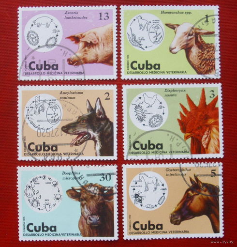 Куба. Ветеринария. Паразиты домашних животных. ( 6 марок ) 1975 года. 3-19.