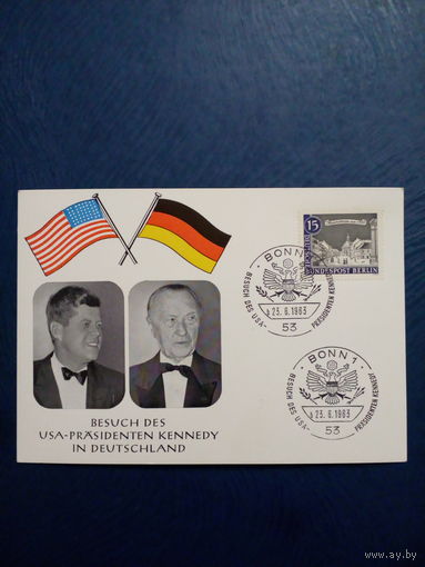 Открытка почтовая ФРГ-США 1963 год
