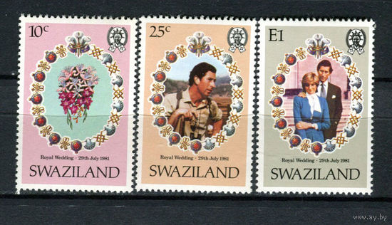 Королевство Свазиленд - 1981 - Свадьба принца Чарльза и леди Дианы - [Mi. 375-377] - полная серия - 3 марки. MNH.  (Лот 158AN)
