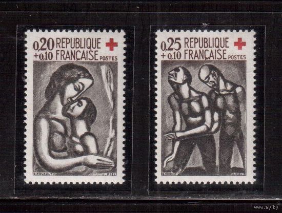 Франция-1961(Мих.1376-1377) ** , Искусство  Живопись, Красный Крест