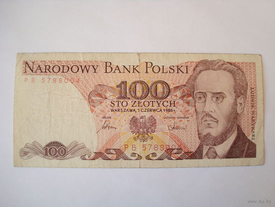 Банкнота 100 злот,Польша, 1986 г.