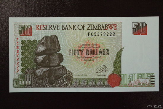 Зимбабве 50 долларов 1994 UNC