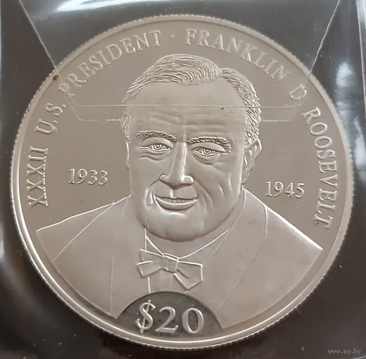 Либерия.20 долларов, 2000г. Франклин Делано Рузвельт (1933-1945)