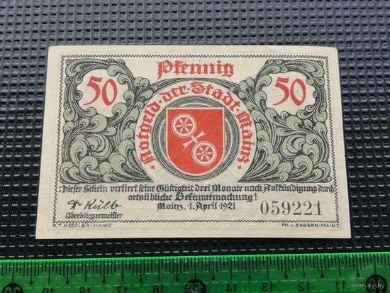 Германия-нотгельд 50   пфенингов  Mainz  1921