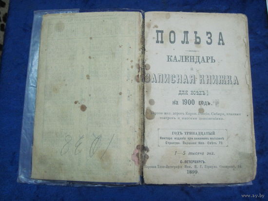 Польза. Календарь и записная книжка для всех на 1900 год, 1899 г.