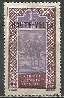 Французская Верхняя Вольта. Воин на верблюде. Надпечатка на Нигере. 1920г. Mi#1.