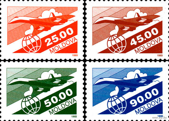 Стандартный выпуск для авиапочты Авиация (II) Молдавия 1993 год серия из 4 марок