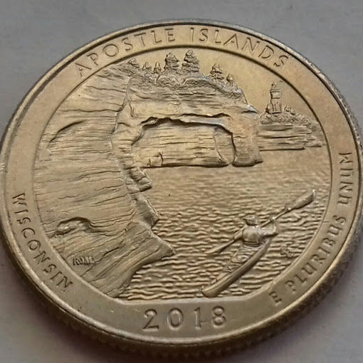 25 центов, квотер США, озёрное побережье островов Апостол, штат Висконсин, P D