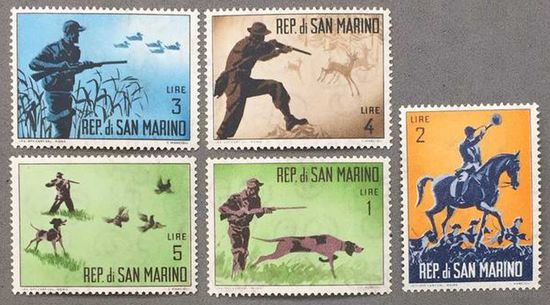Сан-Марино 1962г Собаки-охота