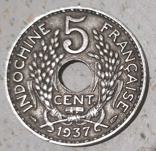 Французский Индокитай 5 сантимов, 1937 (4-8-12(в))
