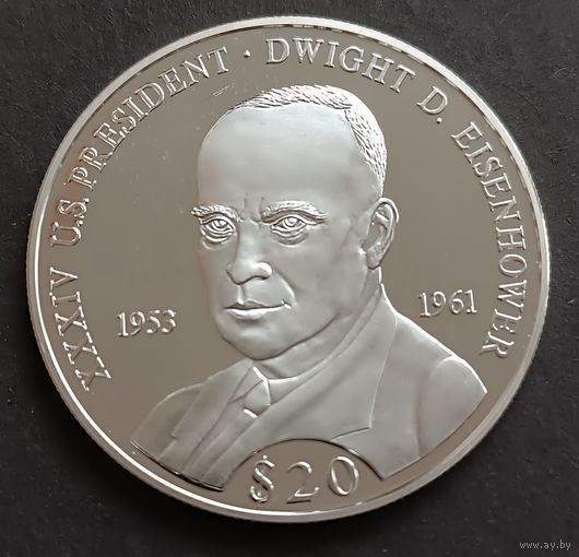 Либерия.20 долларов, 2000г. Дуайт Дэвид Эйзенхауэр (1953-1961)
