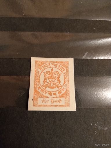 1893 Британская колония Индия княжество Нандгаон герб без клея без дыр(1-1)