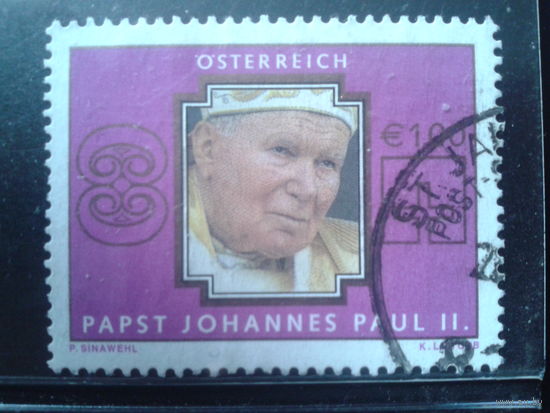 Австрия 2005 Памяти Папы Иоанна-Павла 2, Траурная марка Михель-2,0 евро гаш
