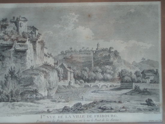 Офорт Вид на Фрибург. 1780-е годы. 1