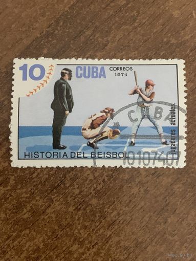 Куба 1974. История бейсбола. Марка из серии