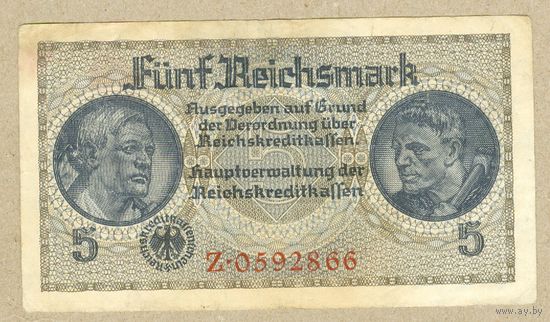 ГЕРМАНИЯ 5 марок 1939 VF