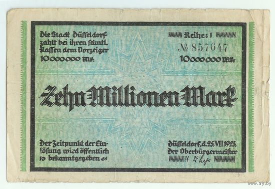 Германия, 10 миллионов марок 1923 год.