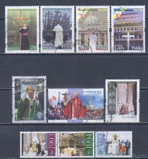 [272] Польша. Папа Ян Павел II. 10 гашеных марок.