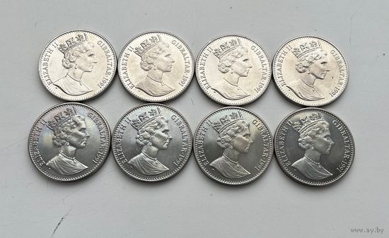ГИБРАЛТАР  8 монет по 1 кроне 1991 г.