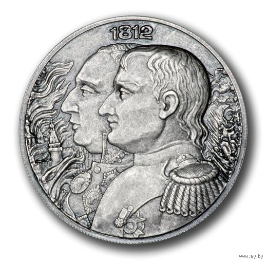 Ниуэ 5 долларов 2012г. "Война 1812г. Наполеон I Бонапарт". Монета в капсуле; деревянном подарочном футляре; номерной сертификат; коробка. СЕРЕБРО 62,27гр.(2 oz).