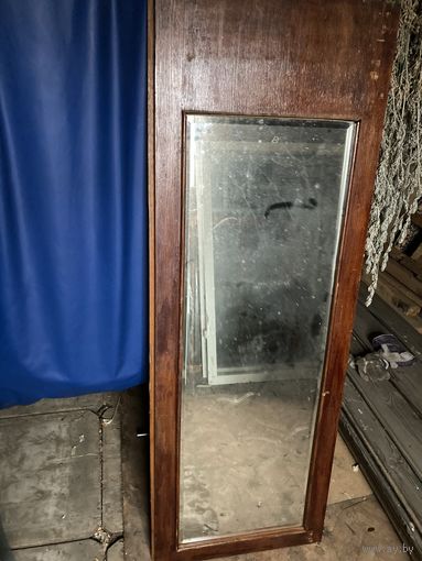Зеркало с двери старого шкафа 120х40 (2)