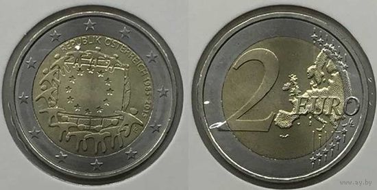 2 евро 2015 Австрия 30 лет флагу UNC