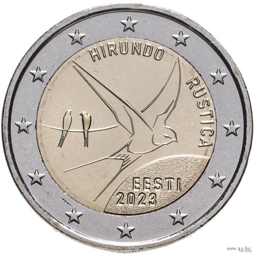 2 евро 2023 Эстония Ласточка UNC из ролла