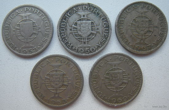 Ангола 2,5 эскудо 1953, 1956, 1967, 1968, 1969 гг. Цена за 1 шт. (gl)