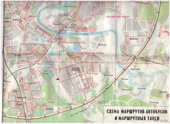 Карта Москва.  Схема маршрутов автобусов и маршрутных такси. Схема маршрутов троллейбусов и трамваев, стоянки легковых такси
