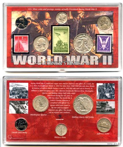 США редкий набор 1942 - 1945 WORLD WAR II монеты марки