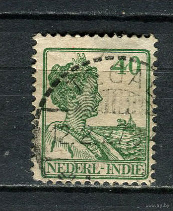 Нидерландская Индия - 1922/1925 - Королева Вильгельмина 40С - (есть тонкое место) - [Mi.146] - 1 марка. Гашеная.  (Лот 79ED)-T2P8