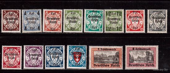 Германия-1939,(Мих.716-728)  *(сл. от накл.)   , надп. на марках Данцига