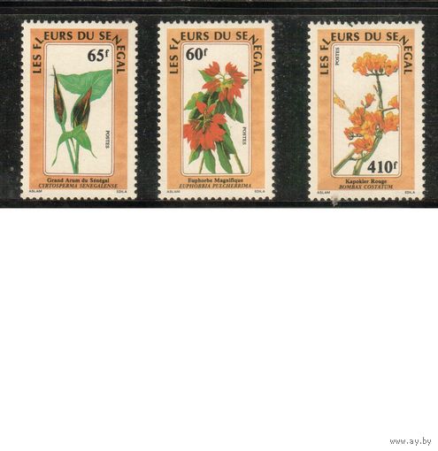 Сенегал-1988 (Мих.997-999) ,  ** , Флора, Цветы