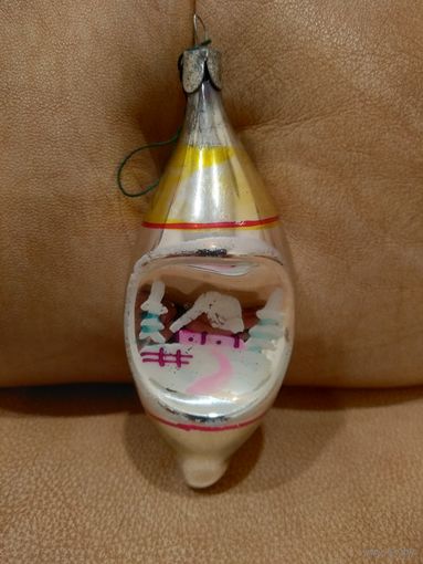 Ёлочная игрушка прожектор домик игрушка зеркальная