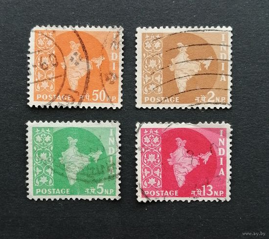 Индия /1958/ Карта Индии/ Служебные марки / 4 марки