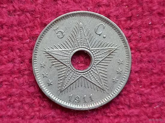 Бельгийское Конго 5 сантимов 1911 г.