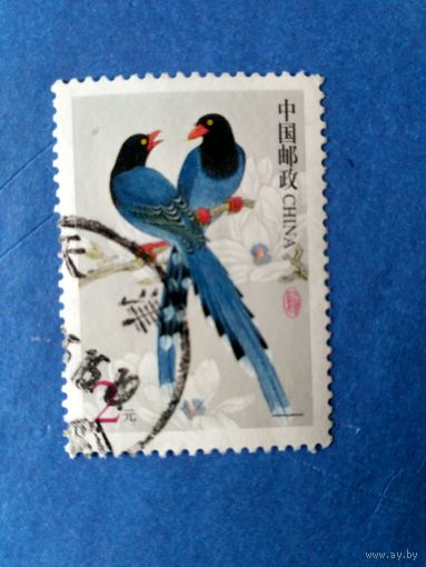 Марки Китай. Лазоревая сорока - символ Тайваня. 2002 год