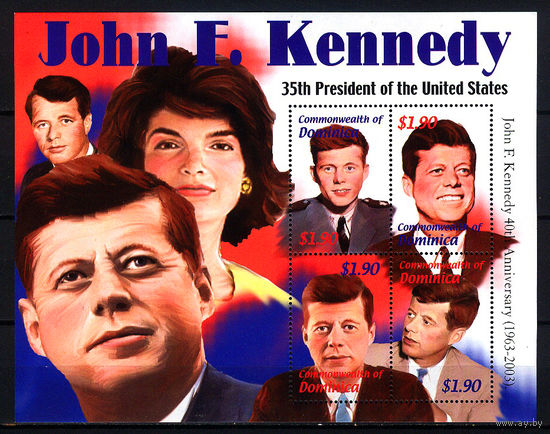 2002 Доминика. Президент США Джон Фицджералд Кеннеди