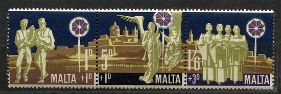 Рождество. Мальта. 1969. Полная серия сцепка 3 марки. Чистые