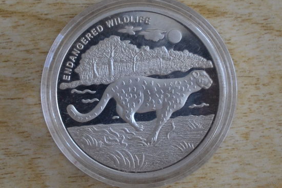 Конго 10 франков 2007 Вымирающие виды-Гепард   Редкая!
