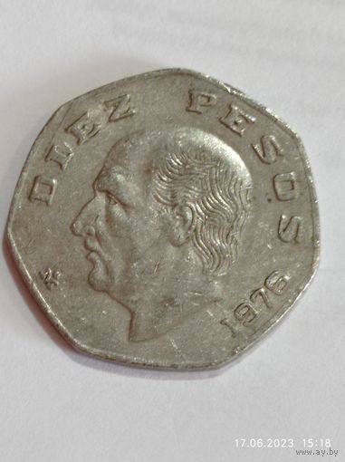 Мексика 10 песо 1976 года .