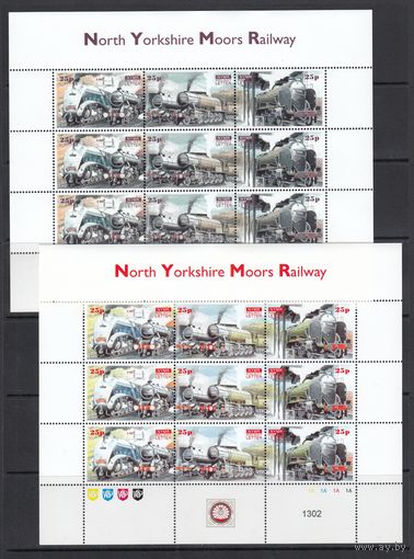 Поезда Паровозы Транспорт 1991 North Yorkshire Moors Railway Великобритания MNH полная серия 6 м Х 3  - 2 ЛИСТА зуб