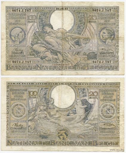 Бельгия. 100 франков (образца 28.02.1942 года, P107)