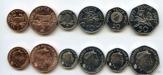 Гернси НАБОР 6 монет 2010-2012 UNC