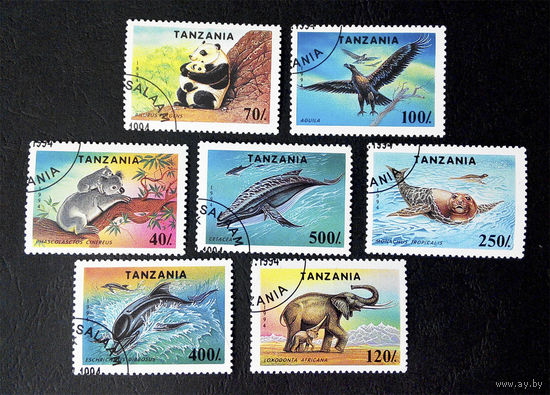 Танзания 1994 г. Охраняемые животные. Фауна, полная серия из 7 марок #0050-Ф2P9