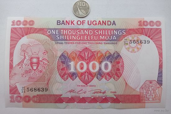 Werty71 Уганда 1000 шиллингов 1986 UNC банкнота