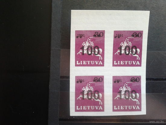 Литва 1993 Стандарт, Погоня, Надпечатка 100**без перф. квартблок