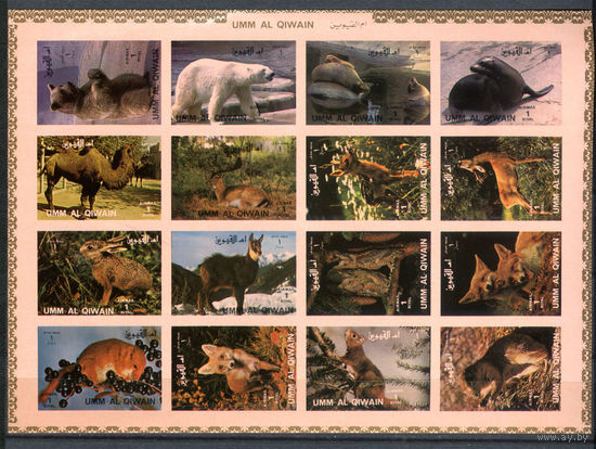 Умм-эль-Кайвайн - 1972г. - Животные - полная серия, MNH [Mi 1130 B - 1145 B] - 16 марок - лист