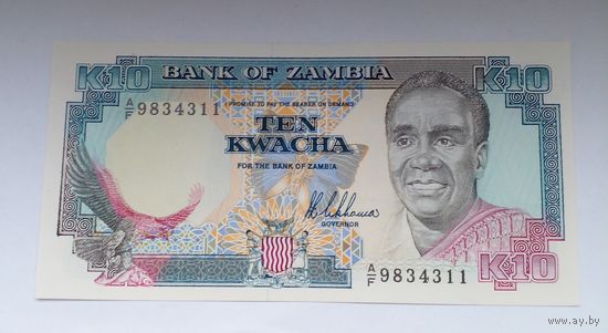 Замбия 10 квач1989-1991г.UNC Без обращения.