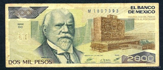 Мексика 2000 песо 1987 год.